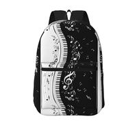 Hnnkloy Black White Piano Key Music Note, 17 Inch Backpack With Pockets Casual Daypack Water Resistant School Bag