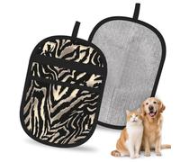 Hnnkloy Black Zebra Skin Patterns, 2 Pack Pet Hair Removal Gloves For Bed,Carpet,Clothes,Sofa,Static Grooming Glove For Dogs & Cats