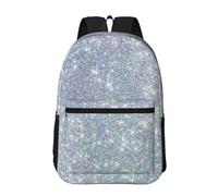 Hnnkloy Bling Silver Printed Glitter, 17 Inch Backpack With Pockets Casual Daypack Water Resistant School Bag