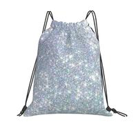 Hnnkloy Bling Silver Printed Glitter, Drawstring Backpack Unisex Sport Gym Bag Casual Daypack Drawstring Sackpack