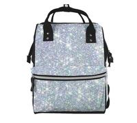 Hnnkloy Bling Silver Printed Glitter, Large Capacity Mummy Backpack Diaper Bag Travel Backpack for Outdoor