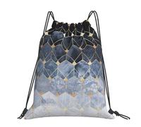 Hnnkloy Blue Hexagons And Diamonds, Drawstring Backpack Unisex Sport Gym Bag Casual Daypack Drawstring Sackpack