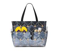 Hnnkloy Blue Hexagons And Diamonds, Large Capacity Beach Bag Travel Shoulder Bag For Women - Waterproof Tote Handbag