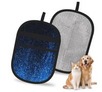 Hnnkloy Blue Sparkle Glitter Pattern, 2 Pack Pet Hair Removal Gloves For Bed,Carpet,Clothes,Sofa,Static Grooming Glove For Dogs & Cats