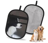 Hnnkloy Border Collie Dog Spotted Snow, 2 Pack Pet Hair Removal Gloves For Bed,Carpet,Clothes,Sofa,Static Grooming Glove For Dogs & Cats