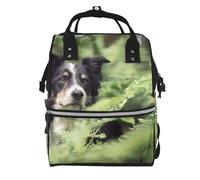 Hnnkloy Border Collie Dogs Bokeh Pets Black White, Large Capacity Mummy Backpack Diaper Bag Travel Backpack for Outdoor
