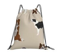 Hnnkloy Border Collie Mixed Basic Dog Breed Border, Drawstring Backpack Unisex Sport Gym Bag Casual Daypack Drawstring Sackpack