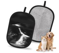 Hnnkloy Border Collie Puppy Dog, 2 Pack Pet Hair Removal Gloves For Bed,Carpet,Clothes,Sofa,Static Grooming Glove For Dogs & Cats