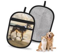 Hnnkloy Border Collie Sea Sky Dog, 2 Pack Pet Hair Removal Gloves For Bed,Carpet,Clothes,Sofa,Static Grooming Glove For Dogs & Cats