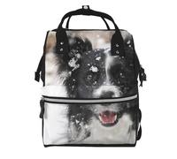 Hnnkloy Border Collie Snow Dog, Large Capacity Mummy Backpack Diaper Bag Travel Backpack for Outdoor