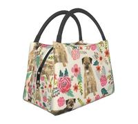 Hnnkloy Border Terrier Florals Cream, Portable Lunch Bag, Insulated Tote Bag Durable Lunch Box Reusable Cooler Bag