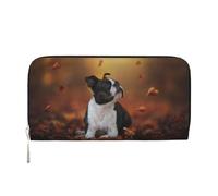 Hnnkloy Boston Terrier Autumn Bokeh Dogs Dogs, PU Leather Wallets Large Capacity Clutch Wallet for Men Women