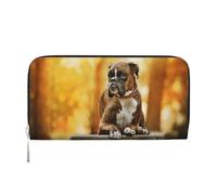 Hnnkloy Boxer Dogs Autumn Pets Brown Boxer Dogs, PU Leather Wallets Large Capacity Clutch Wallet for Men Women
