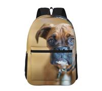 Hnnkloy Boxer Dogs Puppy Pets Dogs, 17 Inch Backpack With Pockets Casual Daypack Water Resistant School Bag