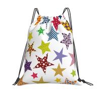 Hnnkloy Bright Colored Stars, Drawstring Backpack Unisex Sport Gym Bag Casual Daypack Drawstring Sackpack