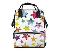 Hnnkloy Bright Colored Stars, Large Capacity Mummy Backpack Diaper Bag Travel Backpack for Outdoor