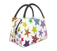 Hnnkloy Bright Colored Stars, Portable Lunch Bag, Insulated Tote Bag Durable Lunch Box Reusable Cooler Bag