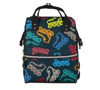 Hnnkloy Bright Colorful Skates, Large Capacity Mummy Backpack Diaper Bag Travel Backpack for Outdoor