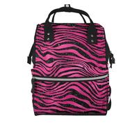Hnnkloy Bright Pink And Black Animal Print, Large Capacity Mummy Backpack Diaper Bag Travel Backpack for Outdoor
