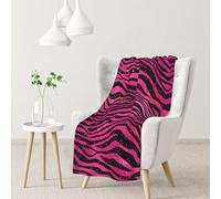 Hnnkloy Bright Pink And Black Animal Print,Soft Blanket for Couch Sofa Bed Warm Anti-Pilling Flannel Plush Throw Blanket 76 X 102 cm