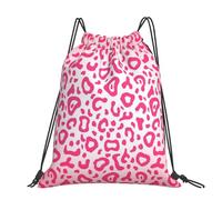 Hnnkloy Bright Pink Leopard Skin Pattern, Drawstring Backpack Unisex Sport Gym Bag Casual Daypack Drawstring Sackpack