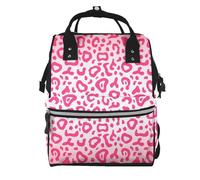 Hnnkloy Bright Pink Leopard Skin Pattern, Large Capacity Mummy Backpack Diaper Bag Travel Backpack for Outdoor