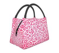 Hnnkloy Bright Pink Leopard Skin Pattern, Portable Lunch Bag, Insulated Tote Bag Durable Lunch Box Reusable Cooler Bag