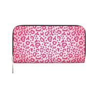 Hnnkloy Bright Pink Leopard Skin Pattern, PU Leather Wallets Large Capacity Clutch Wallet for Men Women