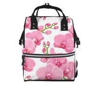 Hnnkloy Bright Pink Purple Floral Pattern, Large Capacity Mummy Backpack Diaper Bag Travel Backpack for Outdoor