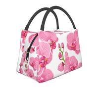Hnnkloy Bright Pink Purple Floral Pattern, Portable Lunch Bag, Insulated Tote Bag Durable Lunch Box Reusable Cooler Bag