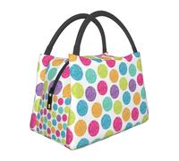Hnnkloy Bright Polka Dot Colorful Polka Dot, Portable Lunch Bag, Insulated Tote Bag Durable Lunch Box Reusable Cooler Bag