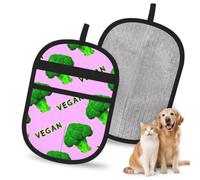 Hnnkloy Broccoli Vegan Green Pink, 2 Pack Pet Hair Removal Gloves For Bed,Carpet,Clothes,Sofa,Static Grooming Glove For Dogs & Cats