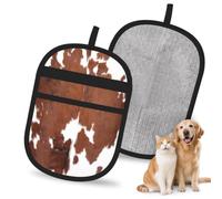 Hnnkloy Brown Cowhide, 2 Pack Pet Hair Removal Gloves For Bed,Carpet,Clothes,Sofa,Static Grooming Glove For Dogs & Cats