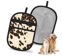 Hnnkloy Brown Cowhide, 2 Pack Pet Hair Removal Gloves For Bed,Carpet,Clothes,Sofa,Static Grooming Glove For Dogs & Cats