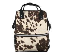 Hnnkloy Brown Cowhide Printed, Large Capacity Mummy Backpack Diaper Bag Travel Backpack for Outdoor