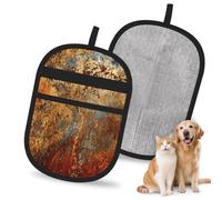 Hnnkloy Brown Rust Colorful Metal Rusty, 2 Pack Pet Hair Removal Gloves For Bed,Carpet,Clothes,Sofa,Static Grooming Glove For Dogs & Cats