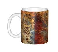 Hnnkloy Brown Rust Colorful Metal Rusty Steel Iron Structure,Ceramic Mug Large Coffee Cup Suitable for Kitchen Restaurant Office Coffee Shop 330ml
