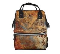 Hnnkloy Brown Rust Colorful Metal Rusty Steel Iron Structure, Large Capacity Mummy Backpack Diaper Bag Travel Backpack for Outdoor