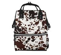 Hnnkloy Brown Spots Cow Skin, Large Capacity Mummy Backpack Diaper Bag Travel Backpack for Outdoor