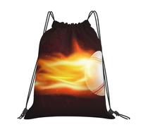 Hnnkloy Burning Baseball Fire Flame Pattern, Drawstring Backpack Unisex Sport Gym Bag Casual Daypack Drawstring Sackpack