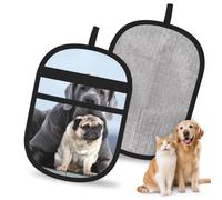 Hnnkloy Cane Corso Dogs Pug Friendship Concepts, 2 Pack Pet Hair Removal Gloves For Bed,Carpet,Clothes,Sofa,Static Grooming Glove For Dogs & Cats