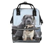 Hnnkloy Cane Corso Dogs Pug Friendship Concepts, Large Capacity Mummy Backpack Diaper Bag Travel Backpack for Outdoor