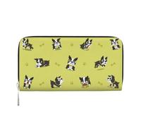 Hnnkloy Cartoon Boston Terrier Dog, PU Leather Wallets Large Capacity Clutch Wallet for Men Women