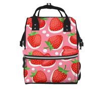 Hnnkloy Cartoon Bright Strawberries White, Large Capacity Mummy Backpack Diaper Bag Travel Backpack for Outdoor
