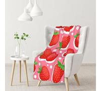 Hnnkloy Cartoon Bright Strawberries White,Soft Blanket for Couch Sofa Bed Warm Anti-Pilling Flannel Plush Throw Blanket 76 X 102 cm