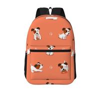 Hnnkloy Cartoon Jack Russell Terrier, 17 Inch Backpack With Pockets Casual Daypack Water Resistant School Bag