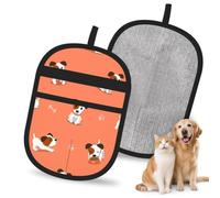 Hnnkloy Cartoon Jack Russell Terrier, 2 Pack Pet Hair Removal Gloves For Bed,Carpet,Clothes,Sofa,Static Grooming Glove For Dogs & Cats