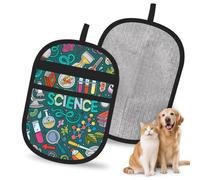 Hnnkloy Cartoon Science Theme, 2 Pack Pet Hair Removal Gloves For Bed,Carpet,Clothes,Sofa,Static Grooming Glove For Dogs & Cats
