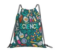 Hnnkloy Cartoon Science Theme, Drawstring Backpack Unisex Sport Gym Bag Casual Daypack Drawstring Sackpack