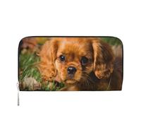 Hnnkloy Cavalier King Charles Spaniel Brown Curly Dogs, PU Leather Wallets Large Capacity Clutch Wallet for Men Women
